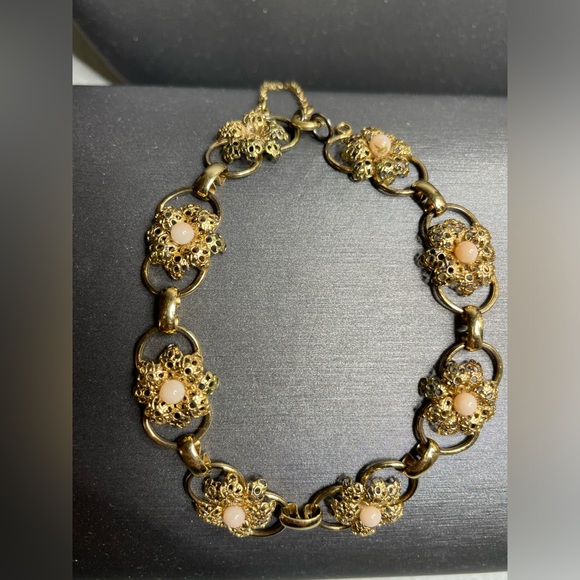 Vintage Gold Filled Panel Link Flower Bracelet Size 7 Needs Clasp See All Images - Picture 2 of 10